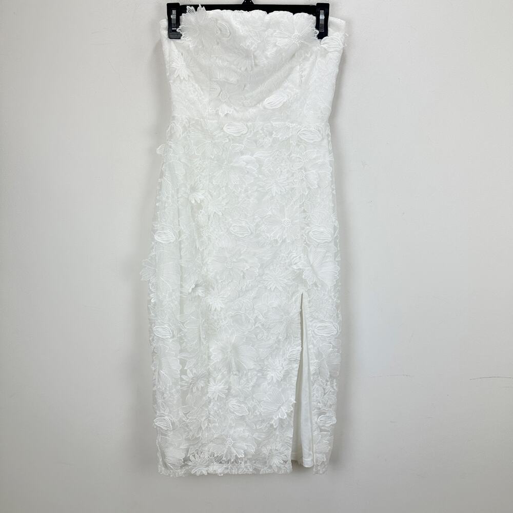 Lulu's White Strapless Midi Dress with Floral Appliqué - Picture 5 of 11